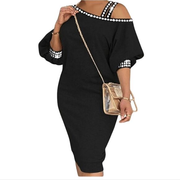 SOLD!! XPLUS WEAR Black/Pearl Dress - Size 2XL - Picture 1 of 7